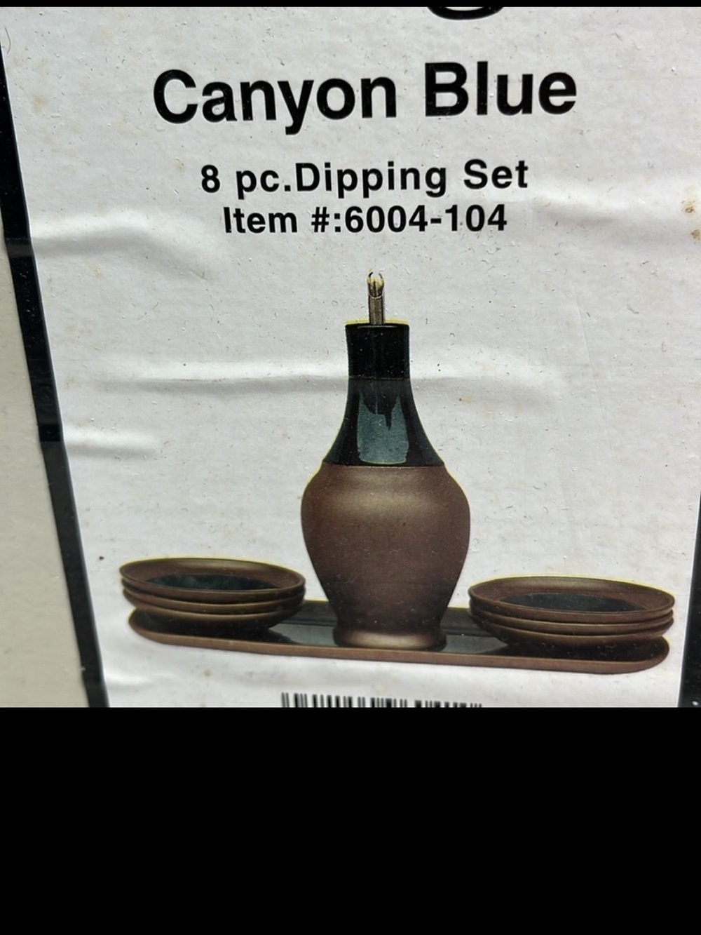 Sango Canyon Blue Stoneware 8 Piece Bread Dipping Set NIB Oil Bottle Bowls - Picture 6 of 6